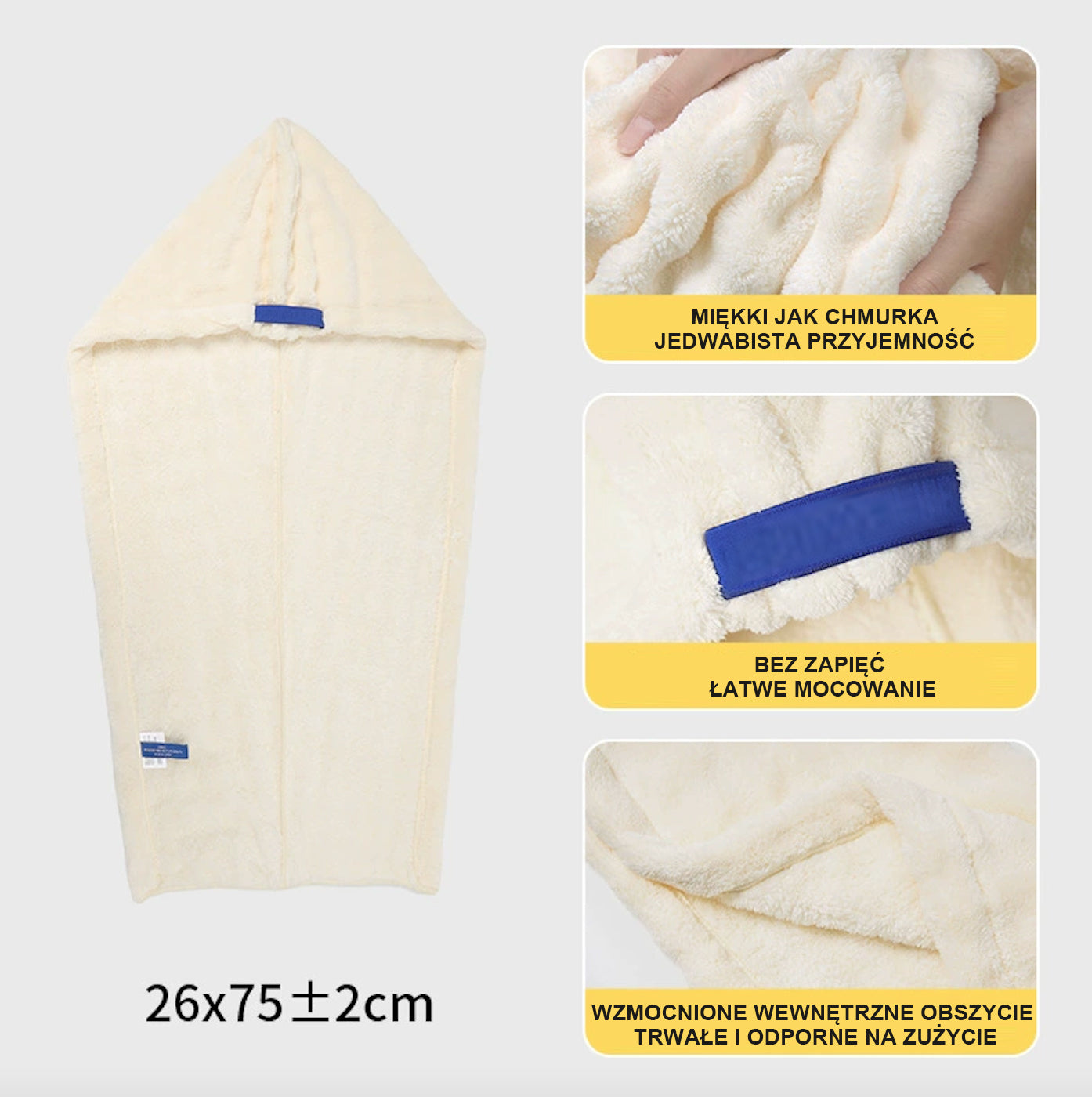 Chusta do suszenia włosów z piankowej welny dla kobiet, grubsza, z szerokim zastosowaniem, do owijania włosów, szybkoschnąca, do użytku domowego, chłonna, bez suszenia suszarki, czapka kąpielowa