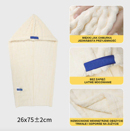 Chusta do suszenia włosów z piankowej welny dla kobiet, grubsza, z szerokim zastosowaniem, do owijania włosów, szybkoschnąca, do użytku domowego, chłonna, bez suszenia suszarki, czapka kąpielowa