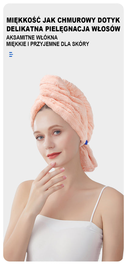 Chusta do suszenia włosów z piankowej welny dla kobiet, grubsza, z szerokim zastosowaniem, do owijania włosów, szybkoschnąca, do użytku domowego, chłonna, bez suszenia suszarki, czapka kąpielowa