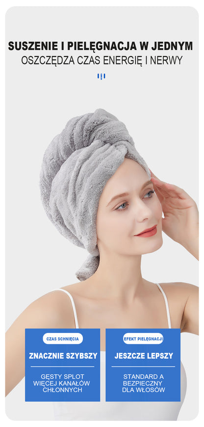 Chusta do suszenia włosów z piankowej welny dla kobiet, grubsza, z szerokim zastosowaniem, do owijania włosów, szybkoschnąca, do użytku domowego, chłonna, bez suszenia suszarki, czapka kąpielowa