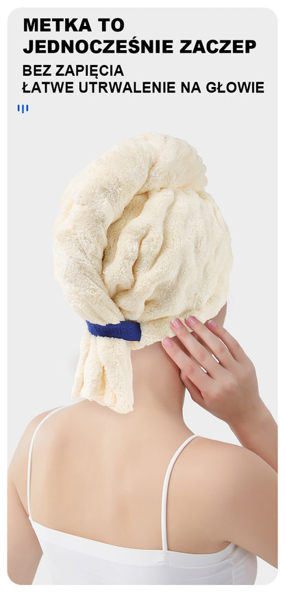 Chusta do suszenia włosów z piankowej welny dla kobiet, grubsza, z szerokim zastosowaniem, do owijania włosów, szybkoschnąca, do użytku domowego, chłonna, bez suszenia suszarki, czapka kąpielowa