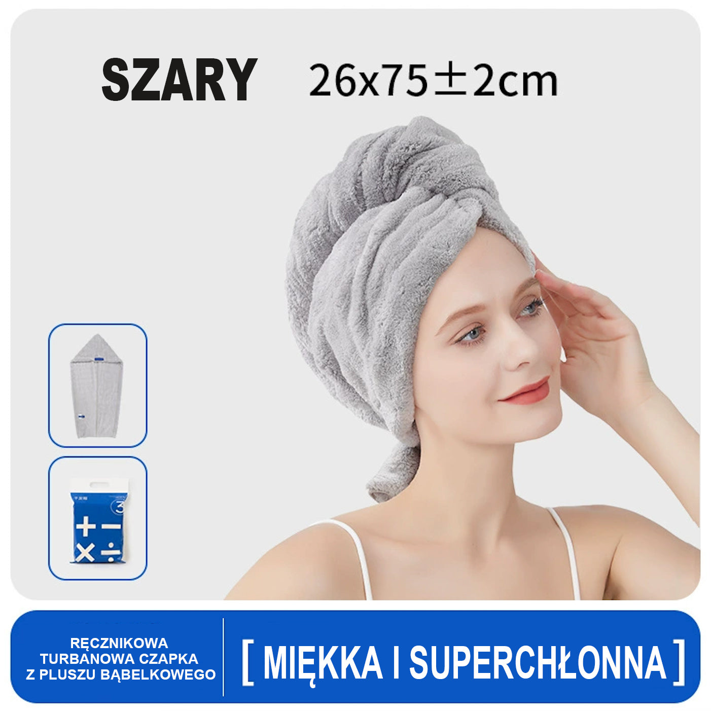 Chusta do suszenia włosów z piankowej welny dla kobiet, grubsza, z szerokim zastosowaniem, do owijania włosów, szybkoschnąca, do użytku domowego, chłonna, bez suszenia suszarki, czapka kąpielowa